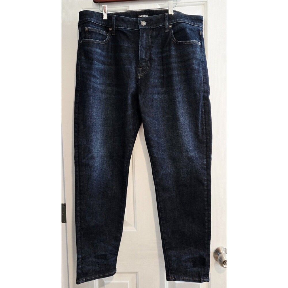 Express Men Athletic Skinny Ultra Hyper Stretch Jeans Dark Blue 36x30 (38x28.25)